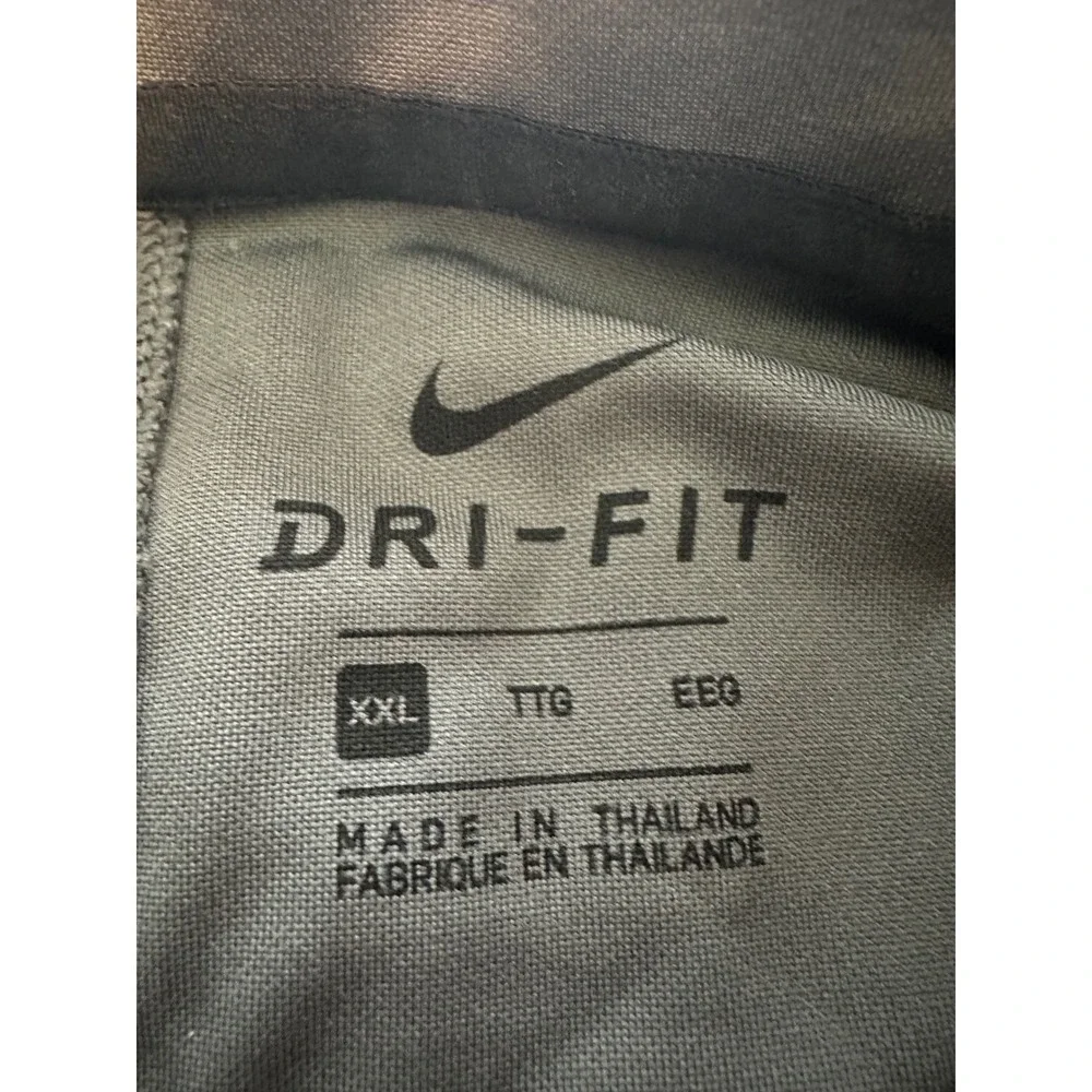 Nike Dri-FIT Mens XXL Gray Striped Golf Polo Shirt Short Sleeve Athletic Tee